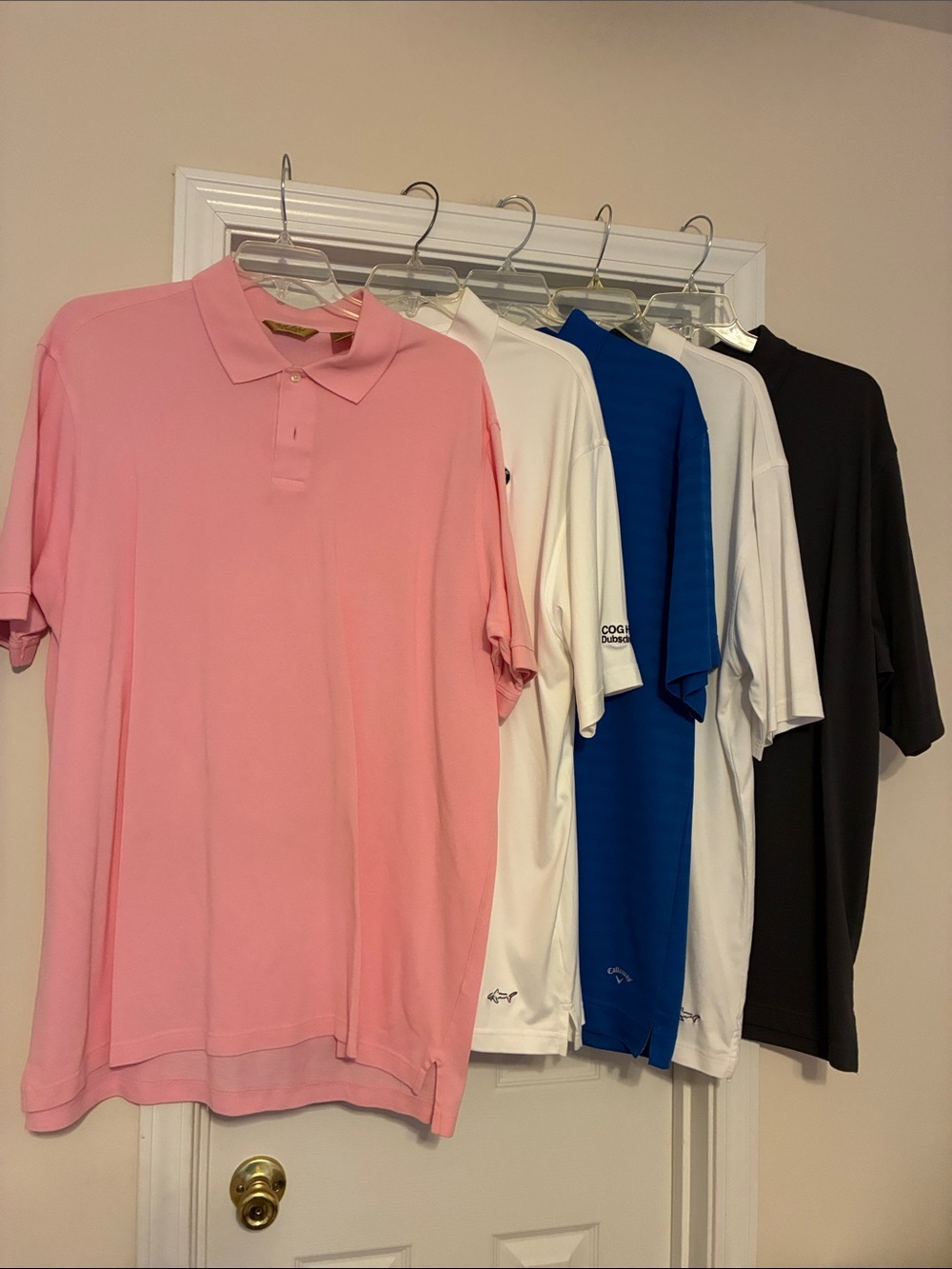 Lot of 5 Men's 2XLT Polo with Pink, White, Blue and Black